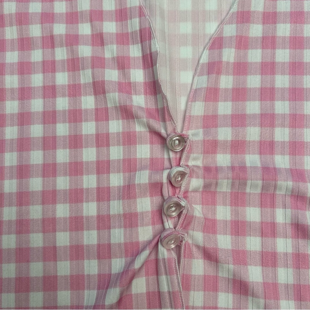 Missguided Pink Checkered Women's Top - Picture 2 of 4
